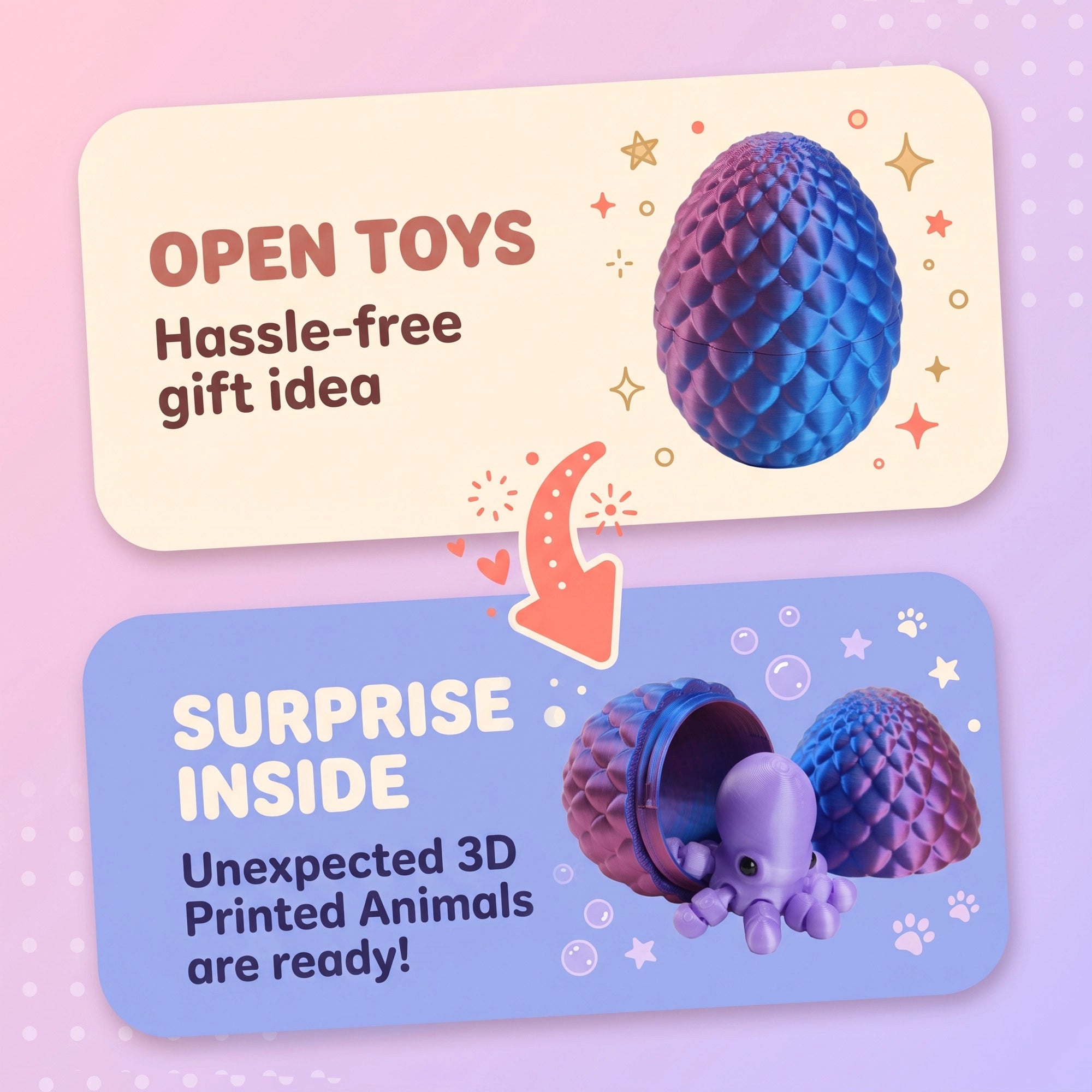 Promotional graphic for a surprise open toy